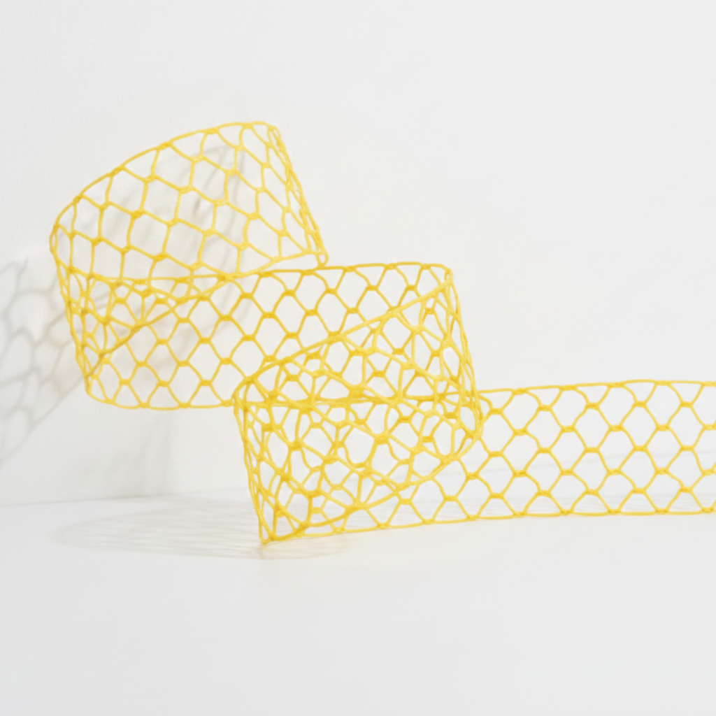 Dekorační síťovaná tužená stuha – žlutá pro jarní a velikonoční dekorace